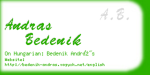 andras bedenik business card